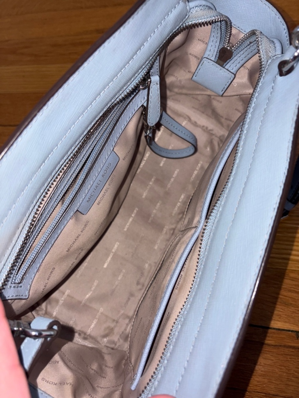 Michael Kors Brown & Light Blue purses both 2 included crossbody satchel bag set - Picture 12 of 16